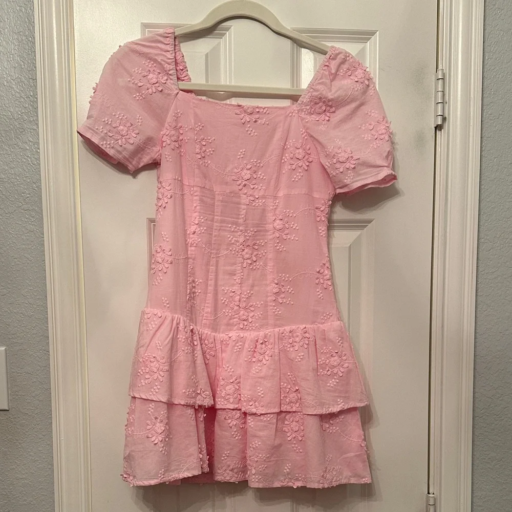 Gianni Bini Pink Floral Embroidered Dress girls youth size 10 - Picture 1 of 7